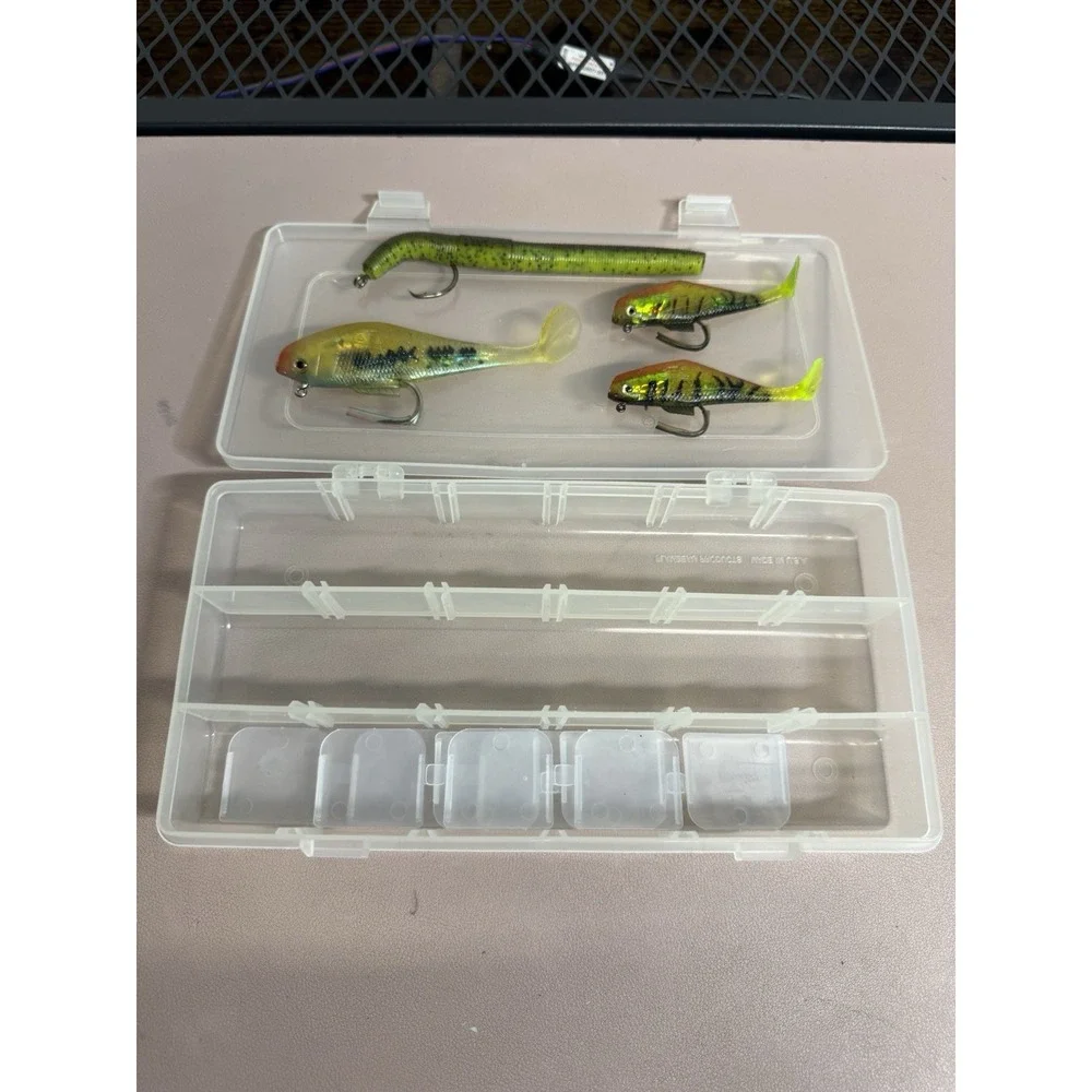 Fishing Lure Lot Soft Plastic Swimbaits Paddle Tail Worm Lures Jig‎ Hooks Case